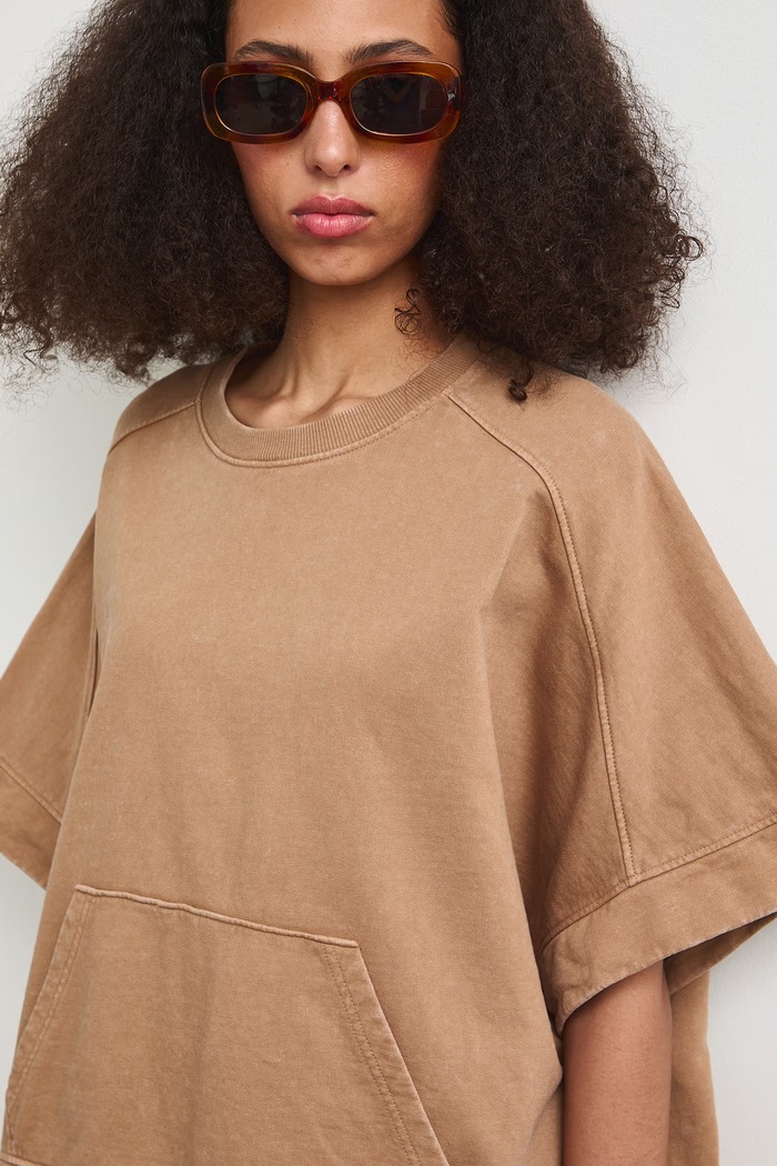 T-shirt oversize damski bawełniany gładki żółty RS26-TSDB13