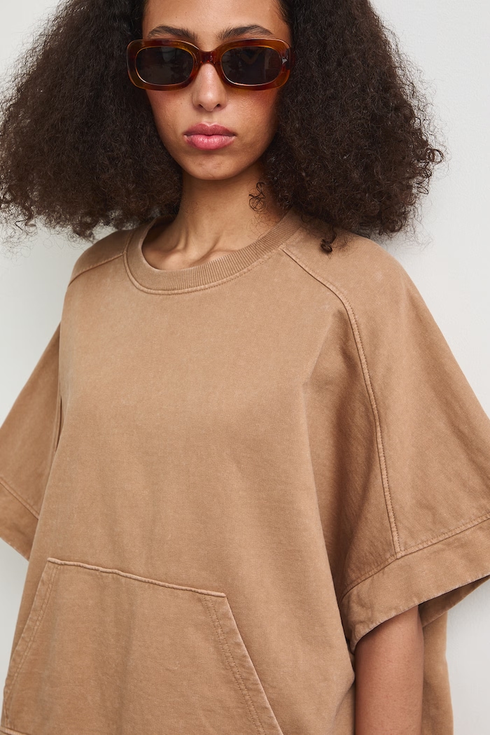 T-shirt oversize damski bawełniany gładki żółty RS26-TSDB13