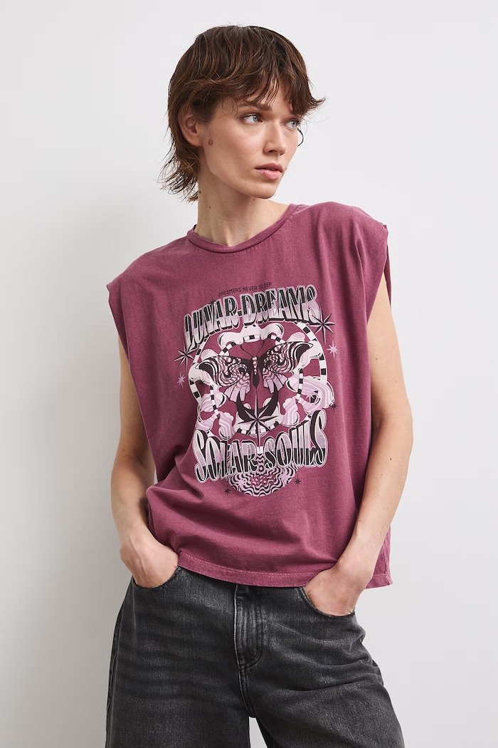 T-shirt oversize damski bawełniany z efektem sprania RS26-TSDC04 różowy RS26