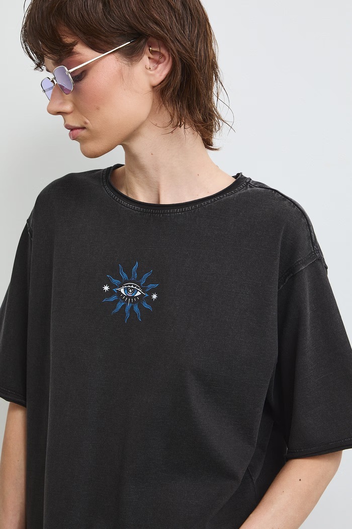 Medicine T-shirt oversize damski bawełniany szary RS26-TSDC07