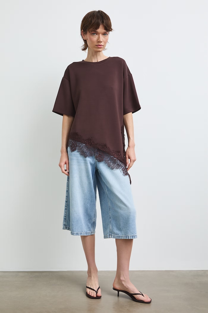 Medicine T-shirt oversize damski z modalem brązowy RS26-TSDC09