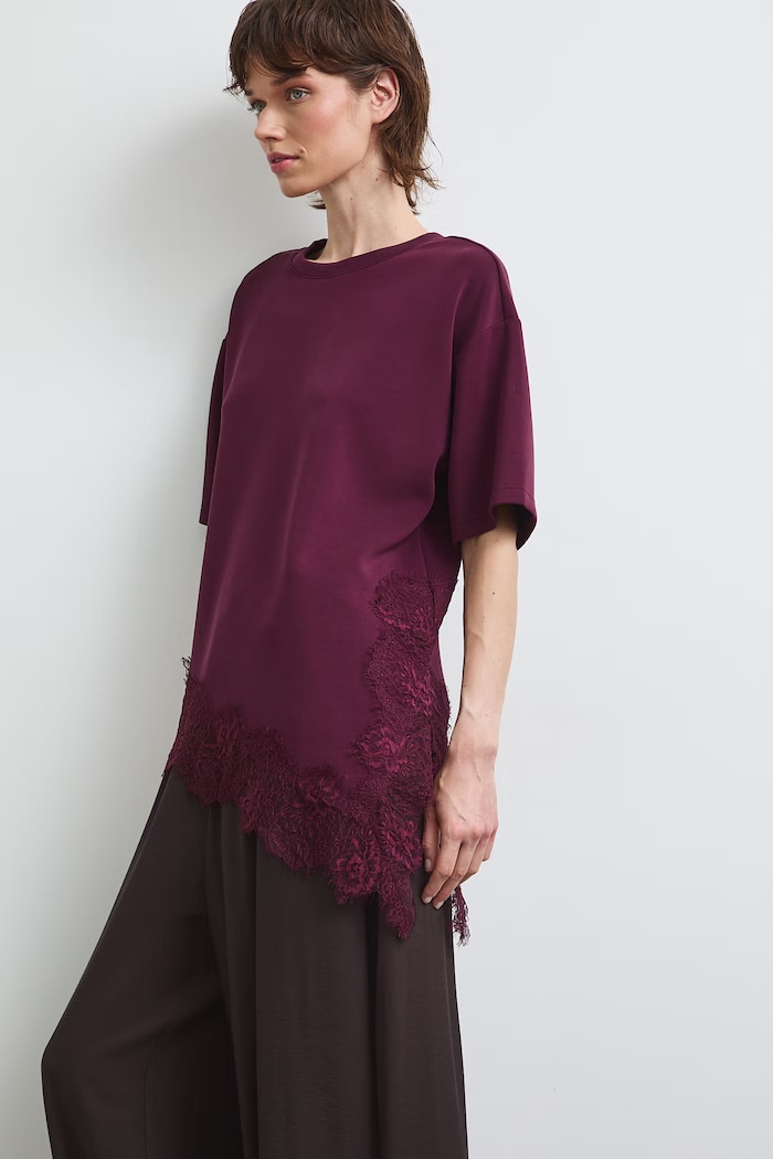 Medicine T-shirt oversize damski z modalem bordowy RS26-TSDC09