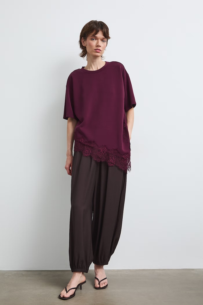 Medicine T-shirt oversize damski z modalem RS26-TSDC09 bordowy RS26