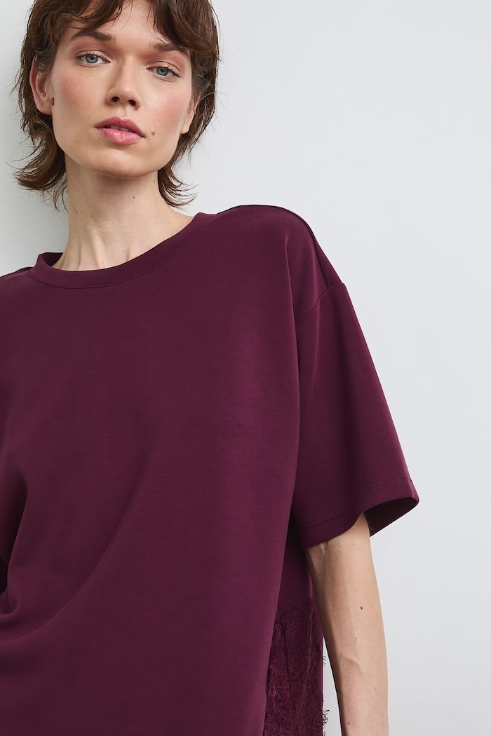 Medicine T-shirt oversize damski z modalem bordowy RS26-TSDC09
