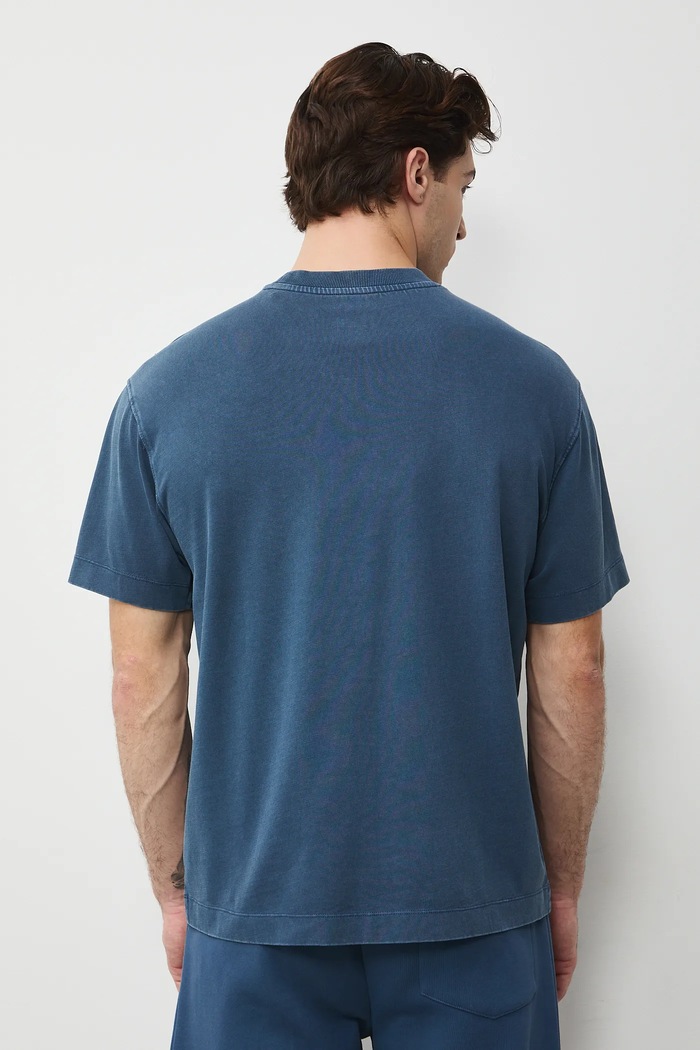 Odzież T-shirt bawełniany męski z efektem sprania RS26-TSM030 granatowy
