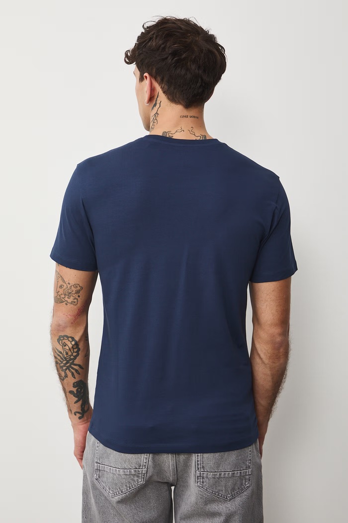 Odzież T-shirt męski bawełniany z elastanem RS26-TSM041 granatowy
