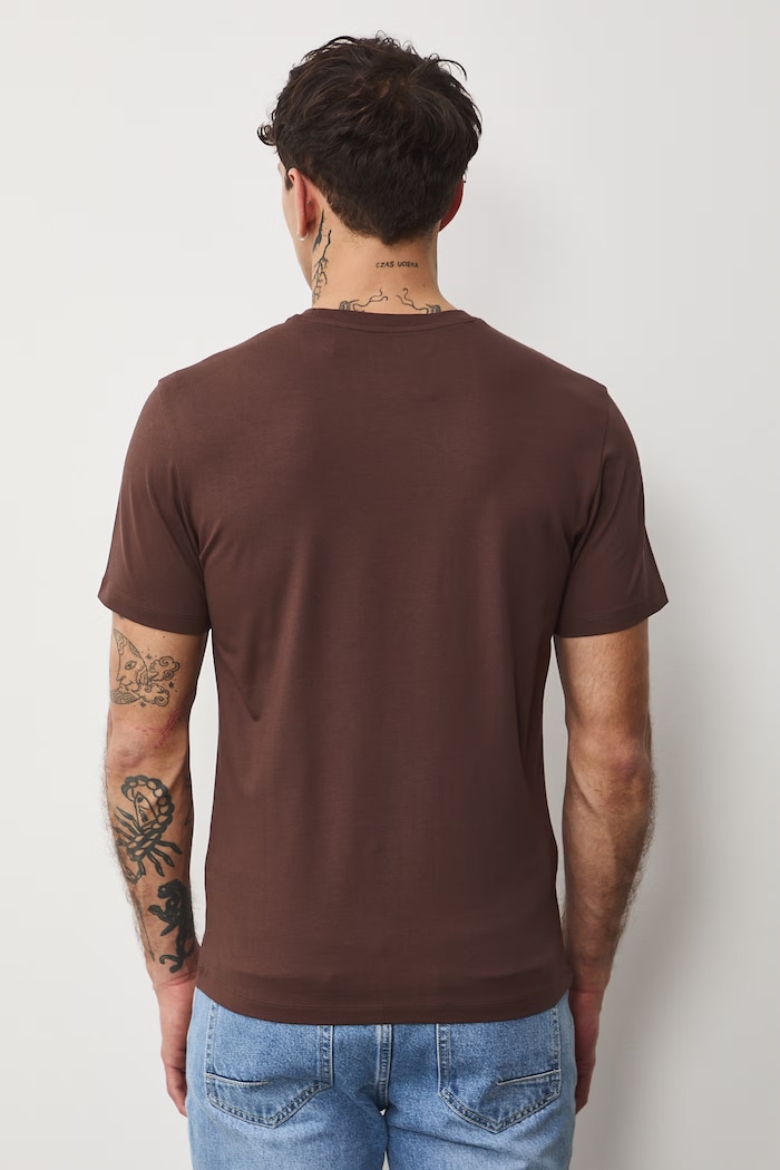 Odzież T-shirt męski bawełniany z elastanem RS26-TSM041 brązowy