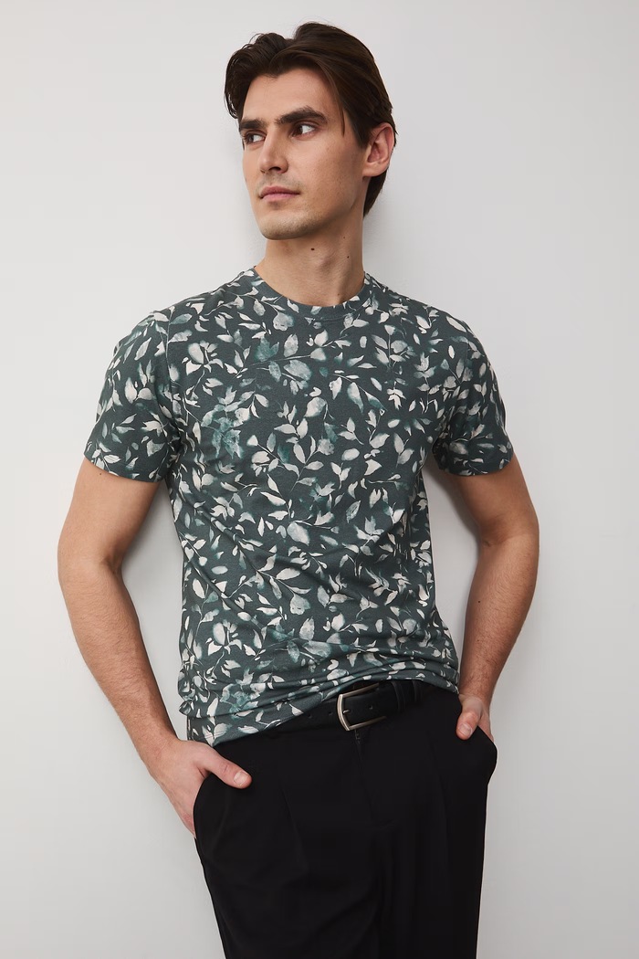 T-shirt męski bawełniany z elastanem RS26-TSM051 zielony RS26