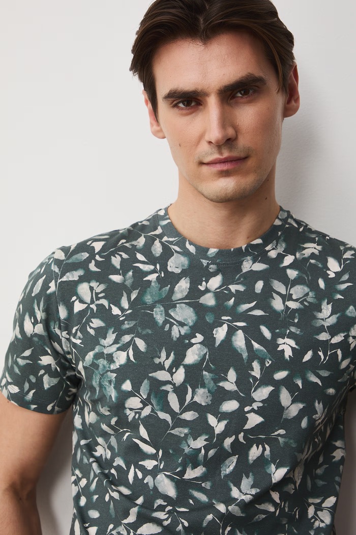 T-shirt męski bawełniany z elastanem zielony RS26-TSM051