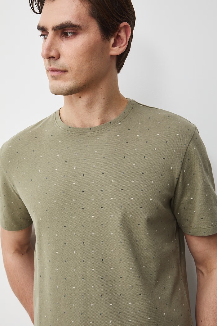 T-shirt męski bawełniany z elastanem zielony RS26-TSM055