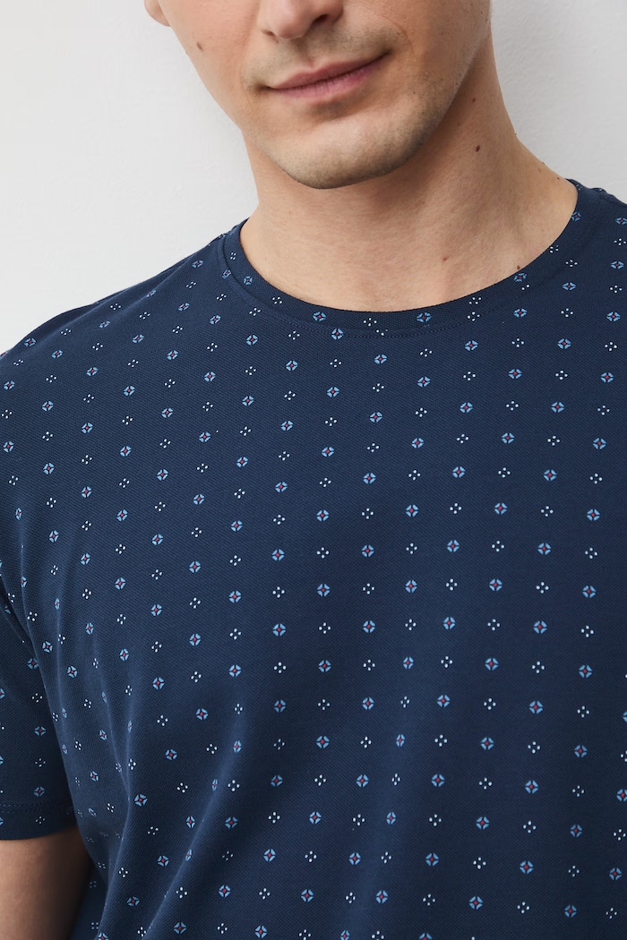 t-shirt męski bawełniany z elastanem RS26-TSM055 granatowy