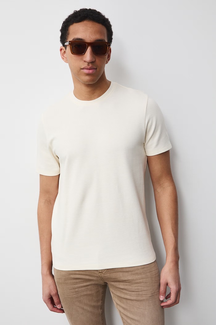 T-shirt męski bawełniany beżowy RS26-TSM061