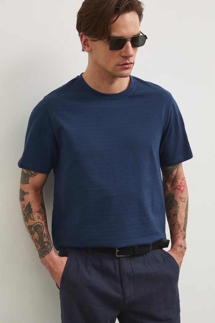 T-shirt męski bawełniany granatowy RS26-TSM072