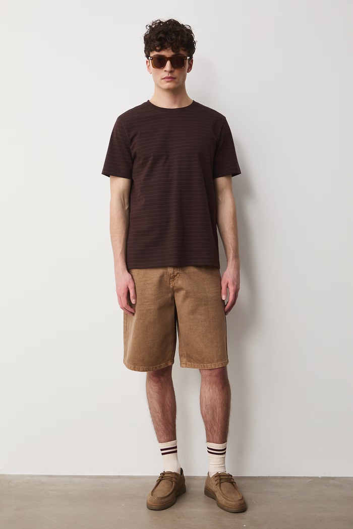 T-shirt męski bawełniany brązowy RS26-TSM072