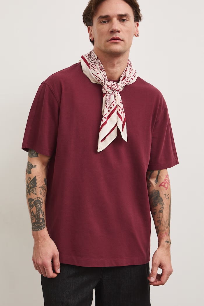 Tričko pánske bavlnené RS26-TSM080 burgundské RS26