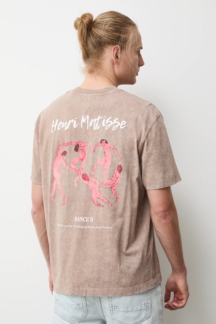 T-shirt bawełniany męski z kolekcji Eviva L'arte okrągły beżowy RS26-TSM250