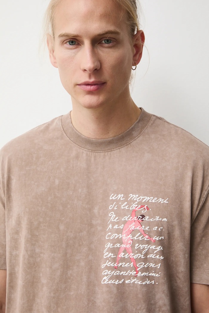 T-shirt bawełniany męski z kolekcji Eviva L'arte RS26-TSM250 beżowy