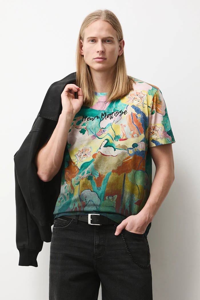 T-shirt męski z kolekcji Eviva L'arte wzorzyste multicolor RS26-TSM255