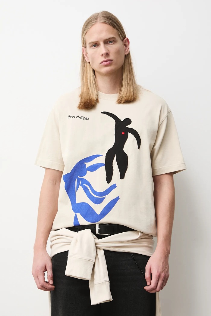 T-shirt bawełniany męski z kolekcji Eviva L'arte okrągły beżowy RS26-TSM256