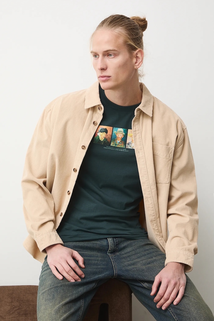 T-shirt bawełniany męski z kolekcji Eviva L'arte okrągły turkusowy RS26-TSM258