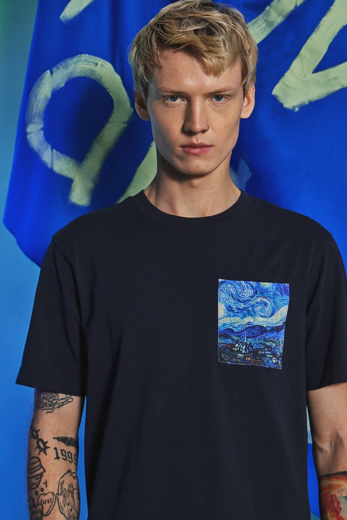 Odzież T-shirt bawełniany męski z elastanem z kolekcji Eviva L'arte RS26-TSM262 granatowy