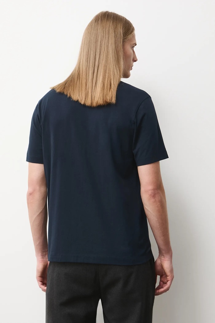 T-shirt bawełniany męski z elastanem z kolekcji Eviva L'arte granatowy RS26-TSM262