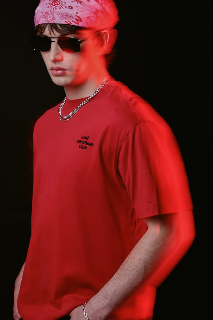 T-shirt bawełniany męski z kolekcji Valentine’s Day okrągły czerwony RS26-TSM280