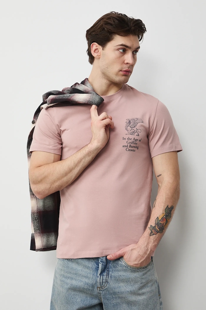 T-shirt basic męski RS26-TSM301 różowy RS26