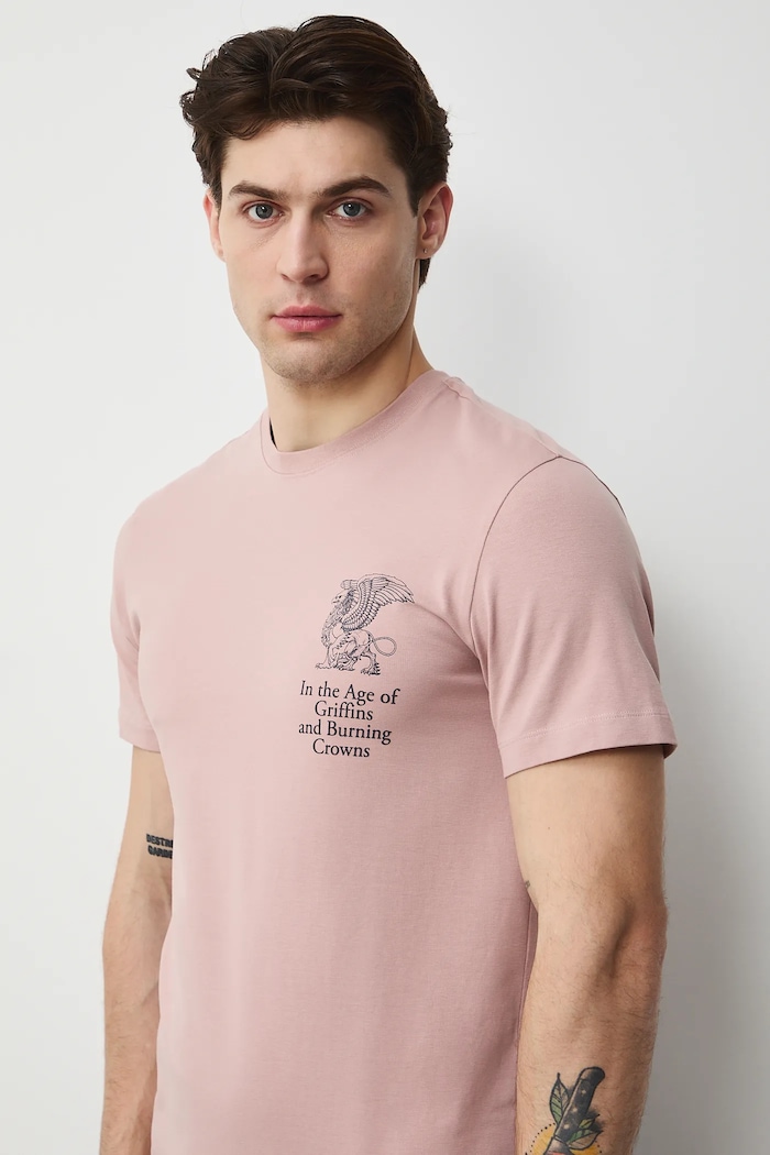 T-shirt basic męski różowy RS26-TSM301