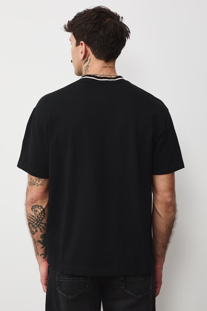 Odzież T-shirt bawełniany męski z nadrukiem RS26-TSM400 czarny
