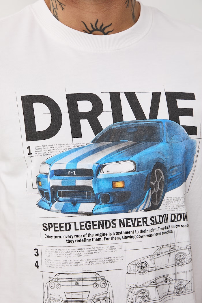 T-shirt bawełniany męski z nadrukiem RS26-TSM409 biały