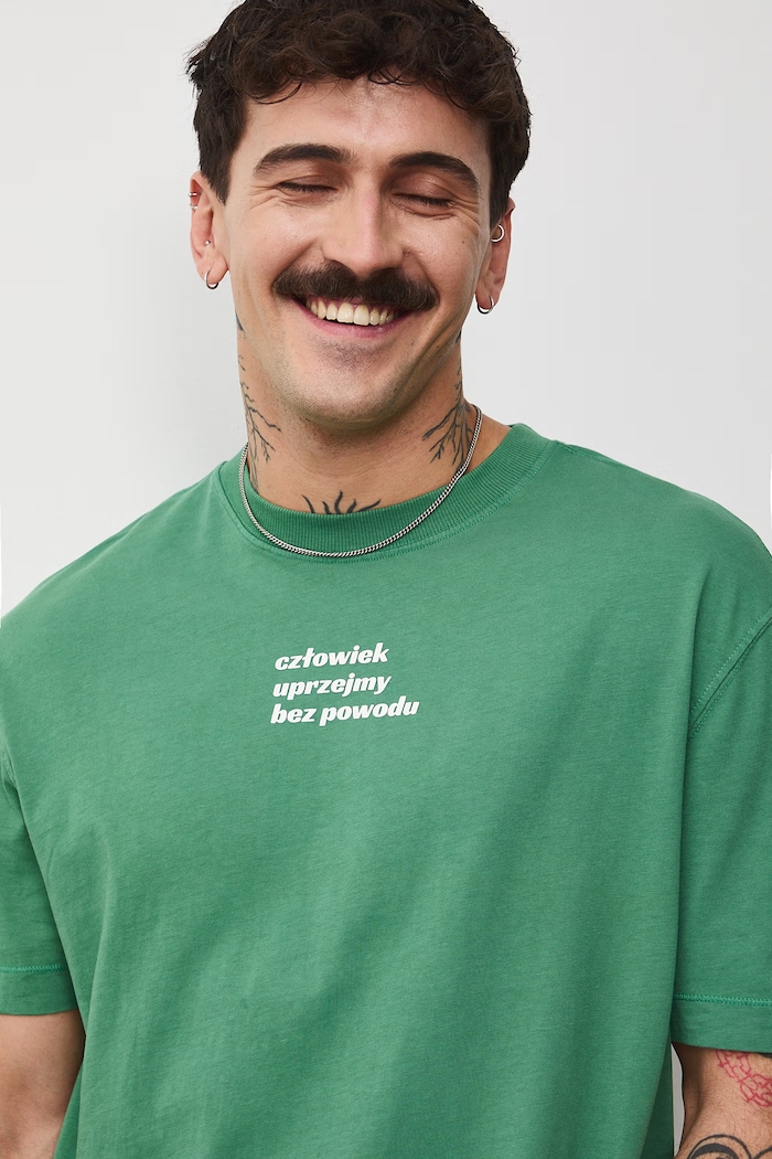 T-shirt męski bawełniany by Jagoda Pecela, Grafika Polska RS26-TSM452 zielony