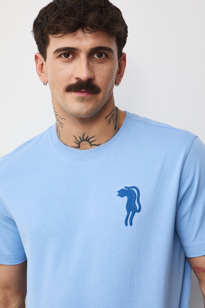 T-shirt męski bawełniany by Aga Serwicka, Grafika Polska RS26-TSM455 niebieski