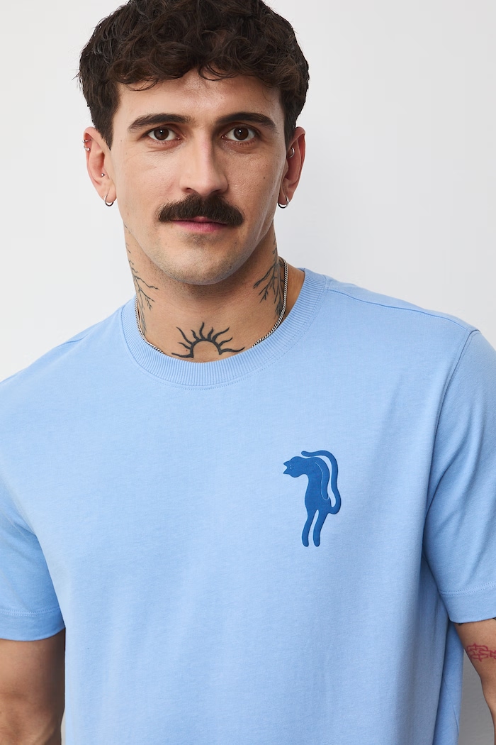 T-shirt męski bawełniany by Aga Serwicka, Grafika Polska RS26-TSM455 niebieski