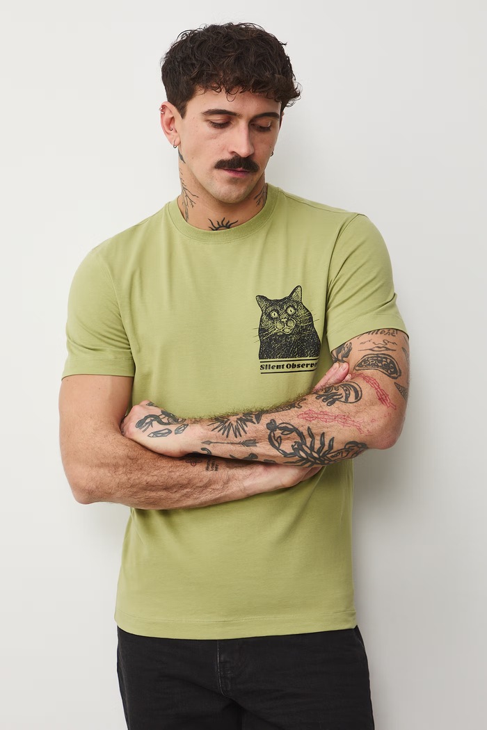 T-shirt męski bawełniany z elastanem by Aleksandra Czarny, Grafika Polska RS26-TSM456 zielony RS26
