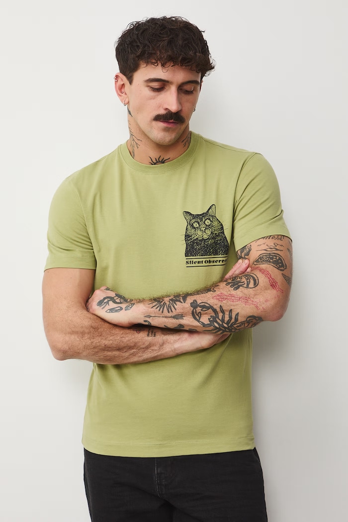 T-shirt męski bawełniany z elastanem by Aleksandra Czarny, Grafika Polska RS26-TSM456 zielony RS26