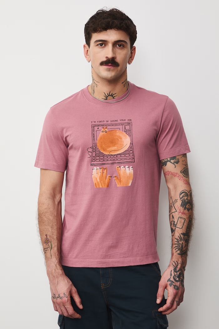 T-shirt męski bawełniany by Paweł Szlotawa, Grafika Polska różowy RS26-TSM457