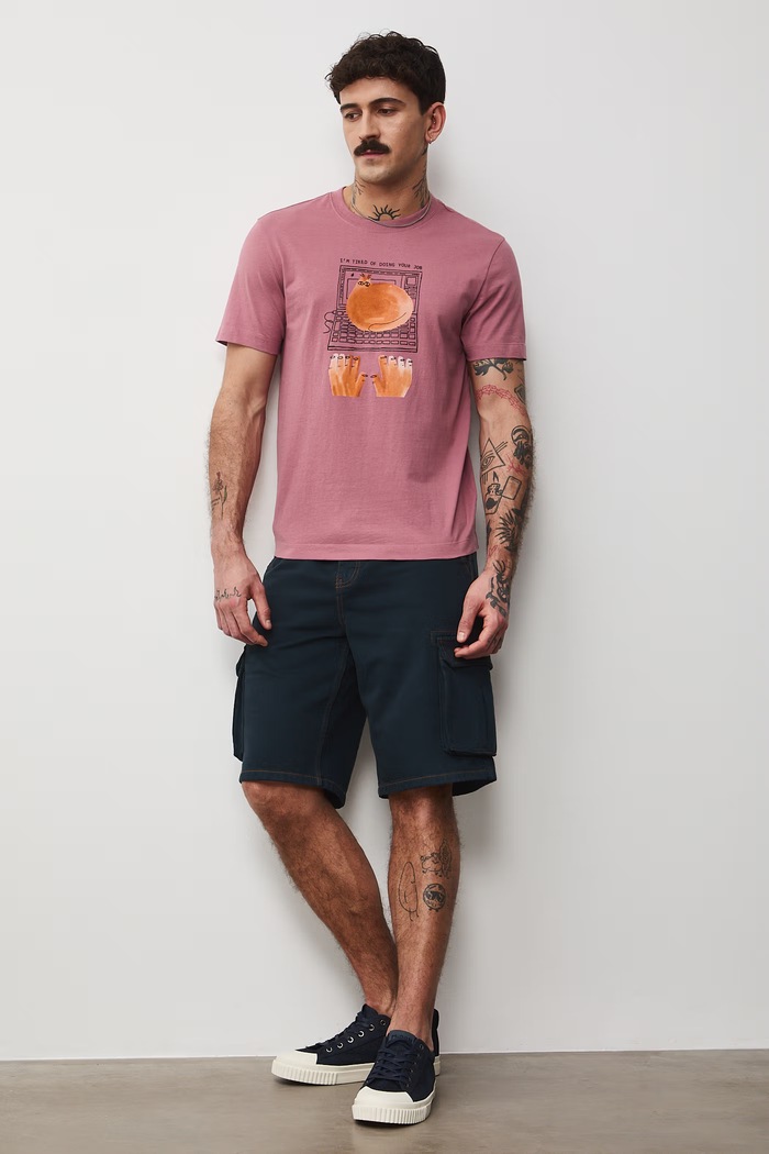 Odzież T-shirt męski bawełniany by Paweł Szlotawa, Grafika Polska RS26-TSM457 różowy