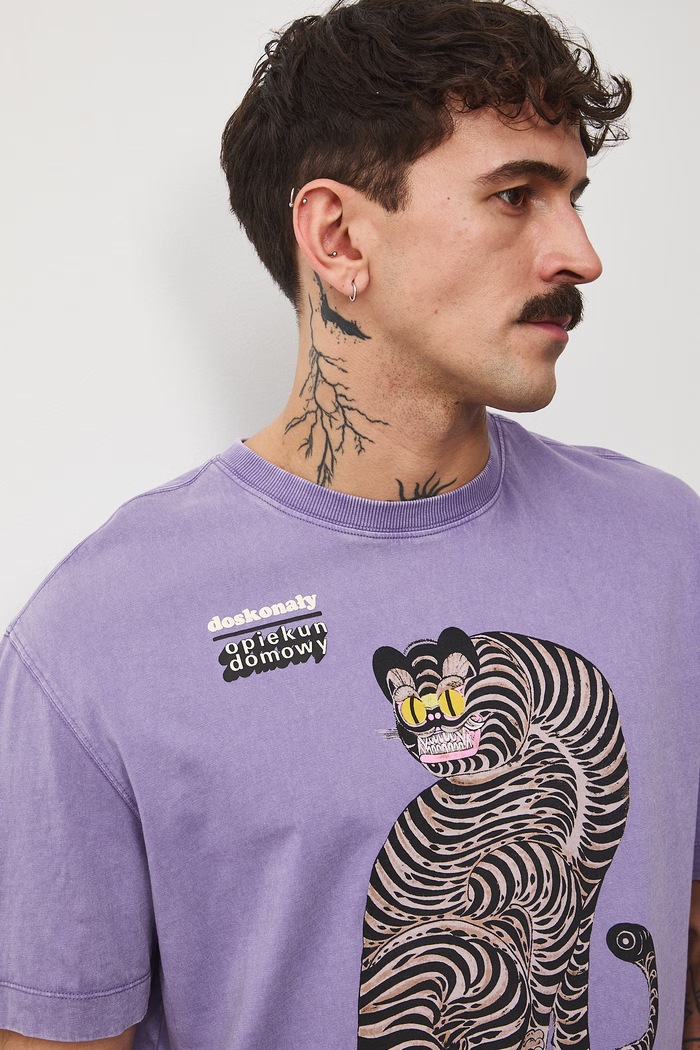 T-shirt męski bawełniany Lola Styrylska, Grafika Polska RS26-TSM458 fioletowy
