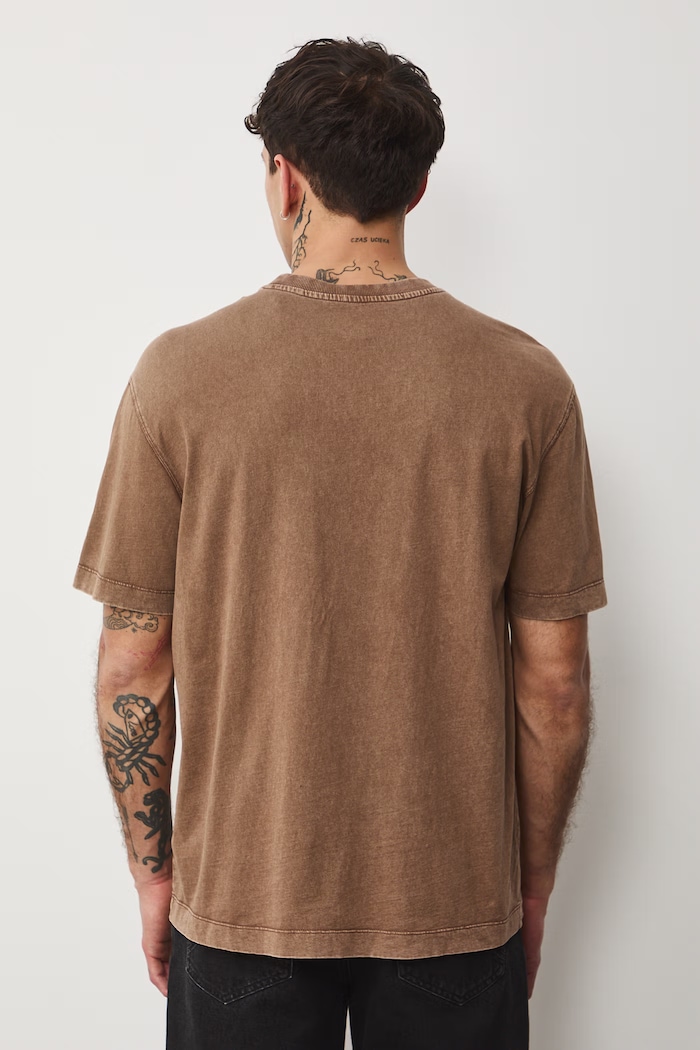 T-shirt męski bawełniany Lola Styrylska, Grafika Polska brązowy RS26-TSM458