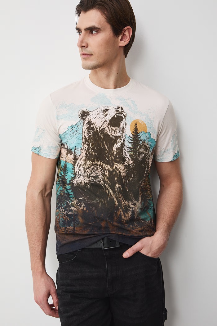 T-shirt męski bawełniany z elastanem multicolor RS26-TSM501