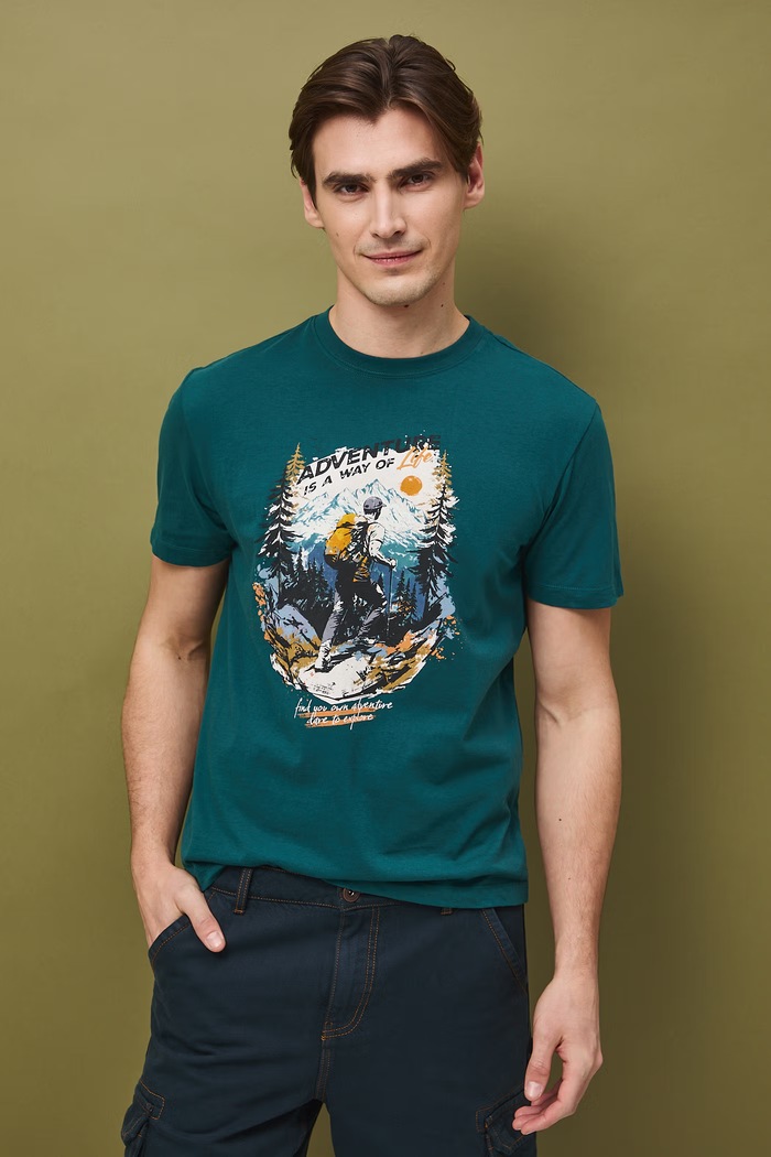 T-shirt męski bawełniany RS26-TSM503 turkusowy RS26