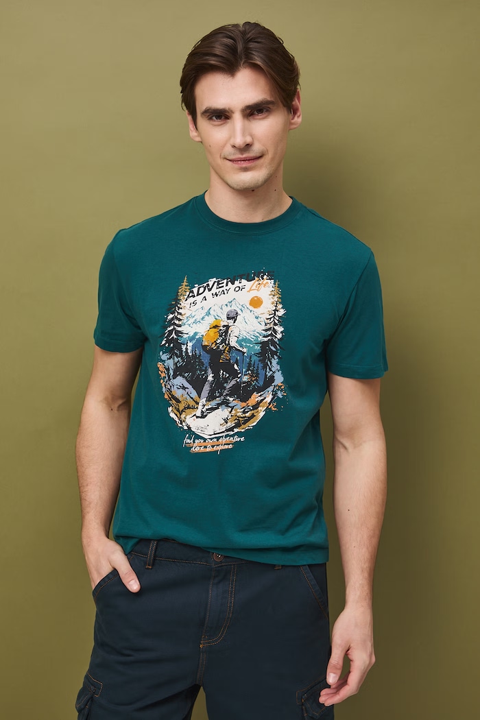T-shirt męski bawełniany RS26-TSM503 turkusowy RS26