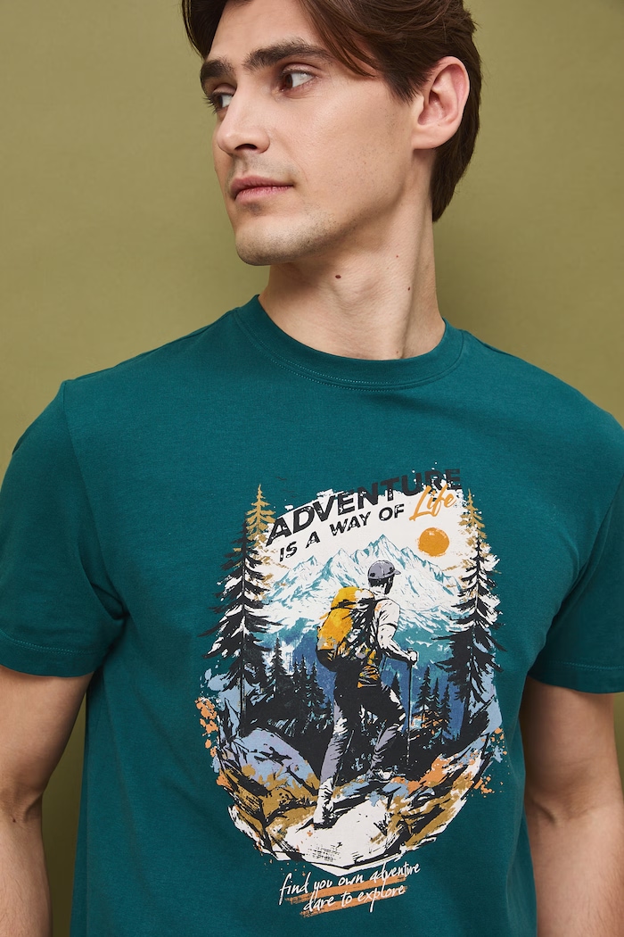 Odzież T-shirt męski bawełniany RS26-TSM503 turkusowy
