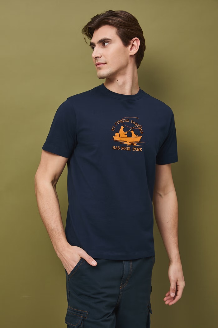 t-shirt męski bawełniany granatowy RS26-TSM504