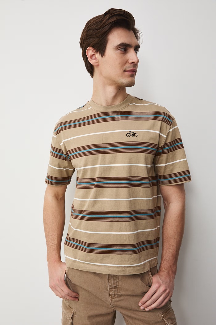 T-shirt męski bawełniany RS26-TSM505 beżowy RS26