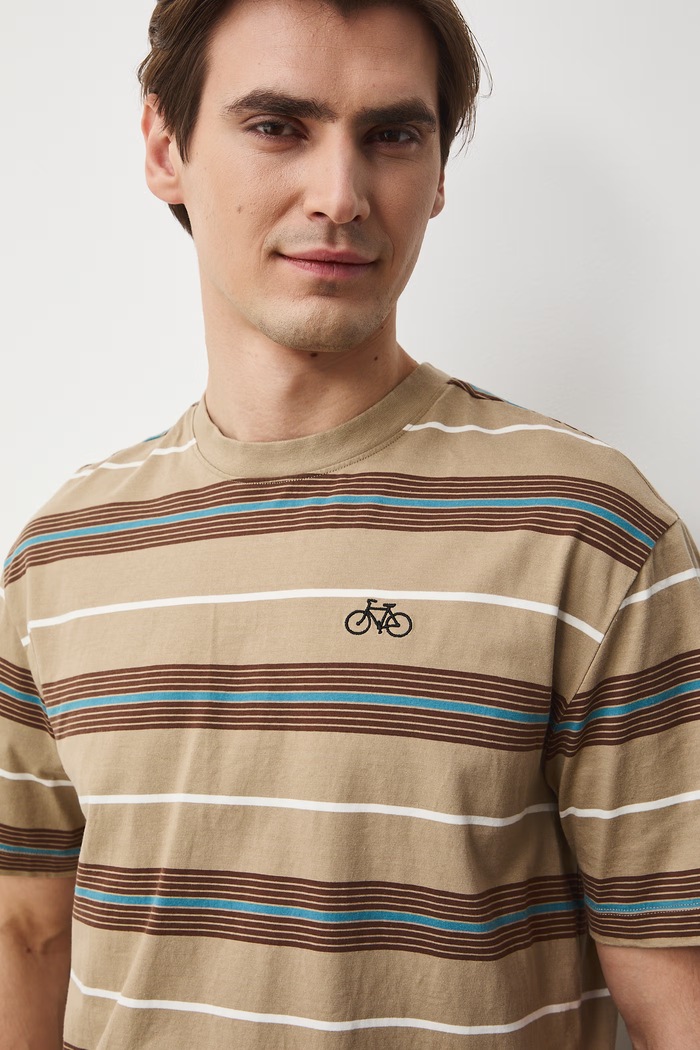 T-shirt męski bawełniany beżowy RS26-TSM505