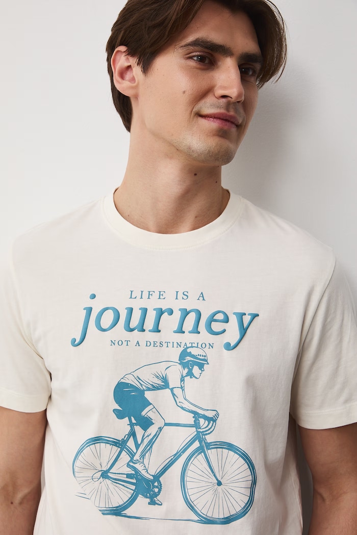 T-shirt męski bawełniany beżowy RS26-TSM510