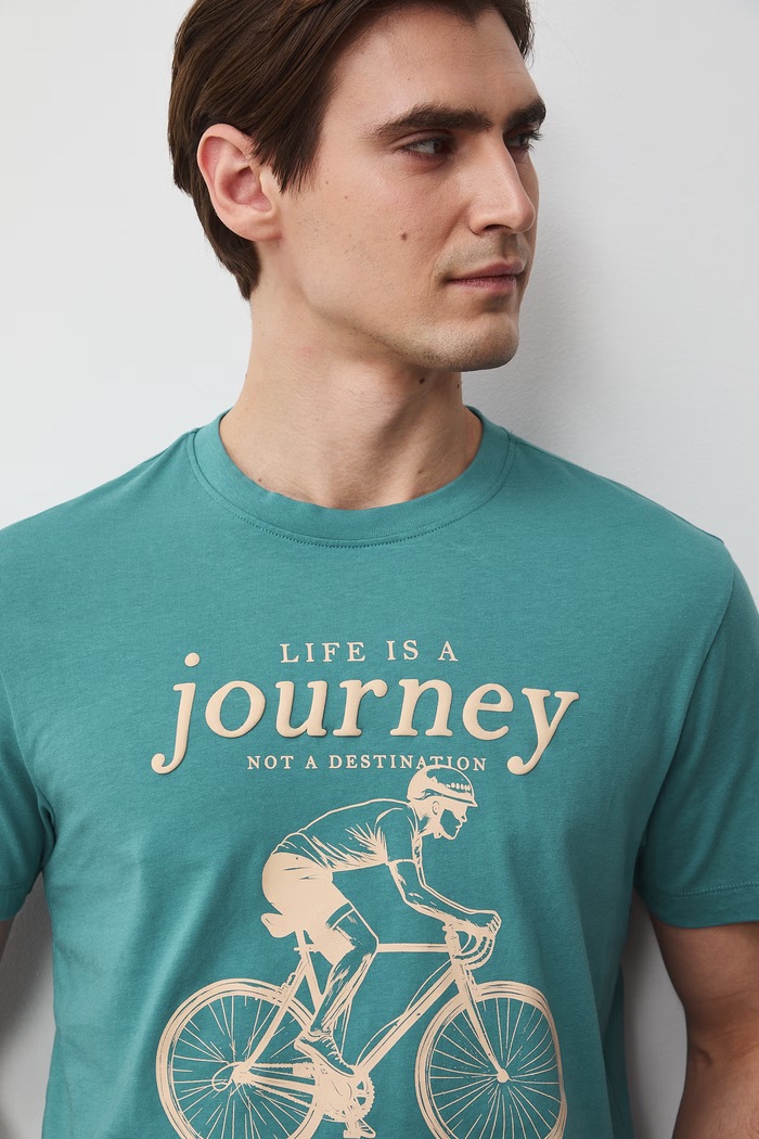 T-shirt męski bawełniany turkusowy RS26-TSM510