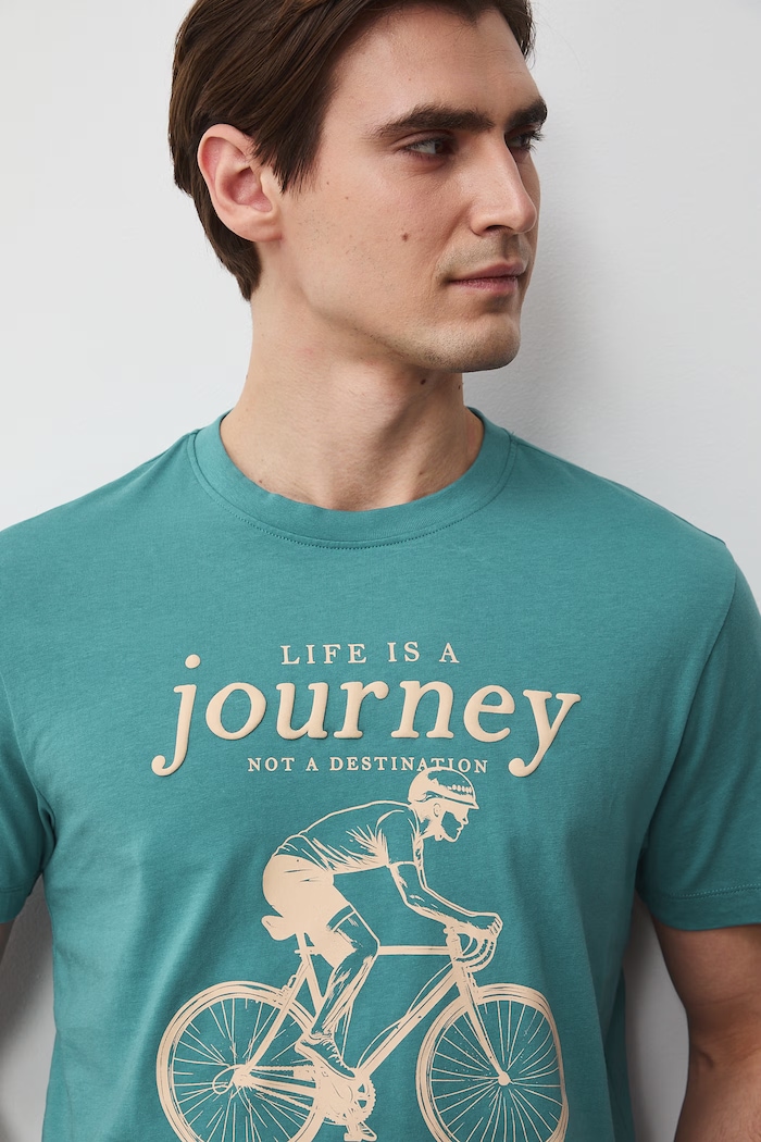T-shirt męski bawełniany turkusowy RS26-TSM510